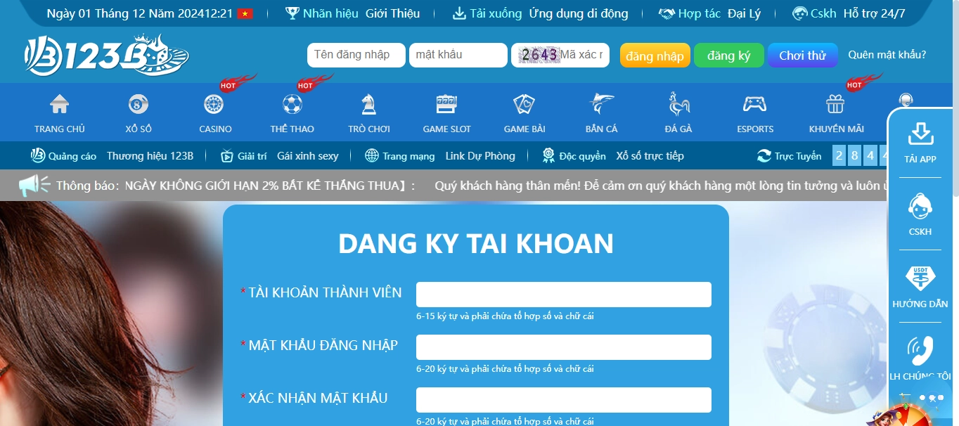 Đăng ký 123B đơn giản và nhanh chóng với 3 bước cơ bản