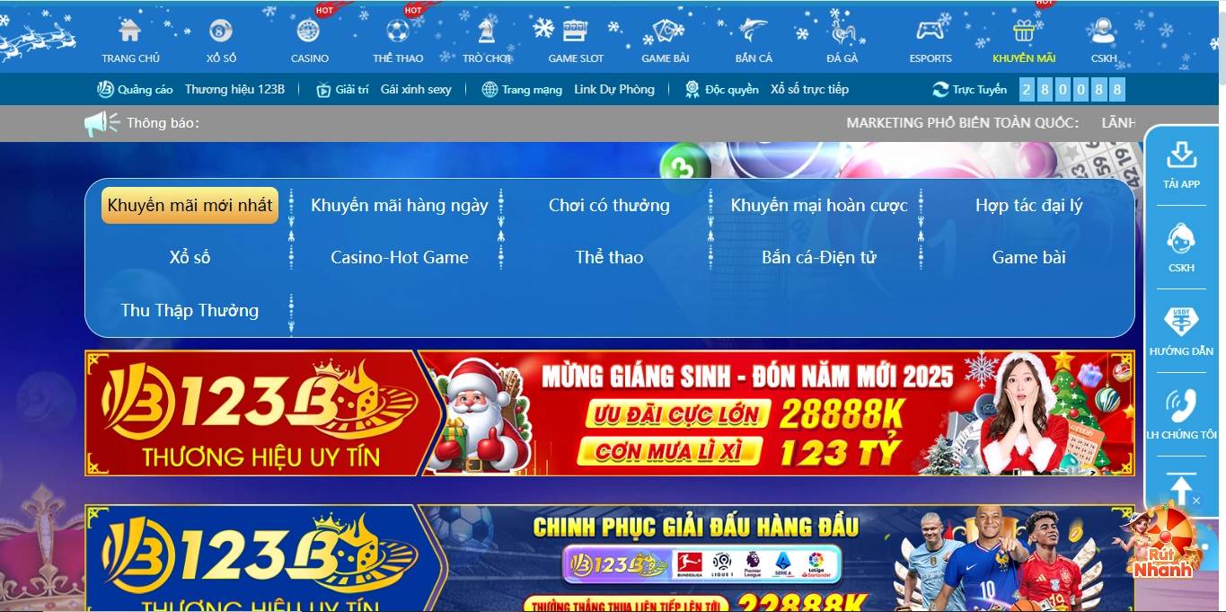 Khuyến mãi hấp dẫn giúp khẳng định thương hiệu của 123B